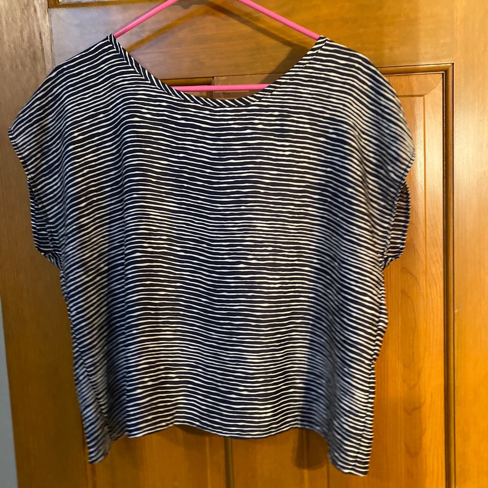 satin striped shirt with criss-cross back